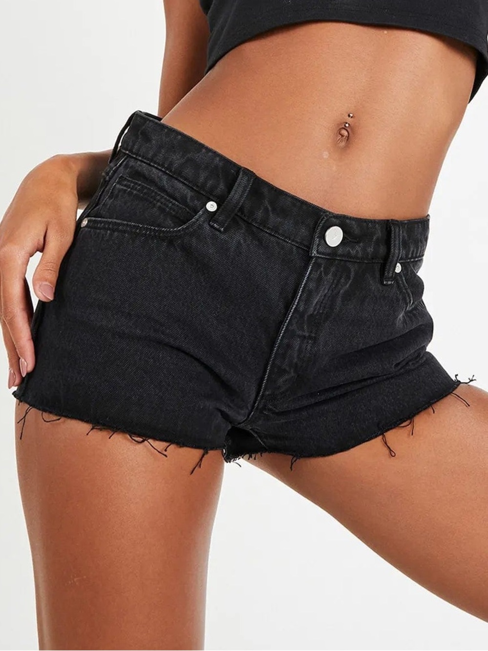 NEW ABRAND Low Rise Black Denim Shorts